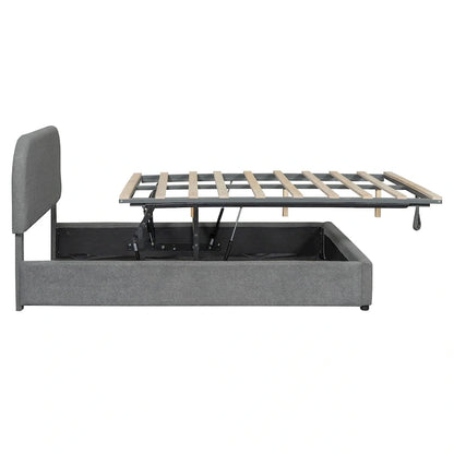 Teddy Fleece Full Size Upholstered Platform Bed with Hydraulic Storage System