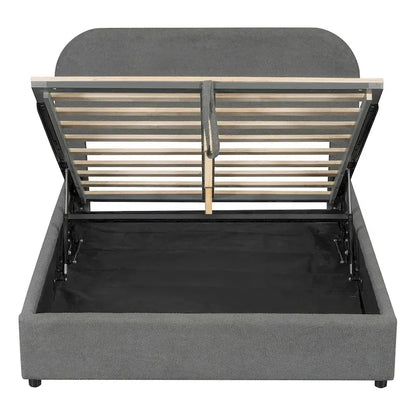 Teddy Fleece Full Size Upholstered Platform Bed with Hydraulic Storage System