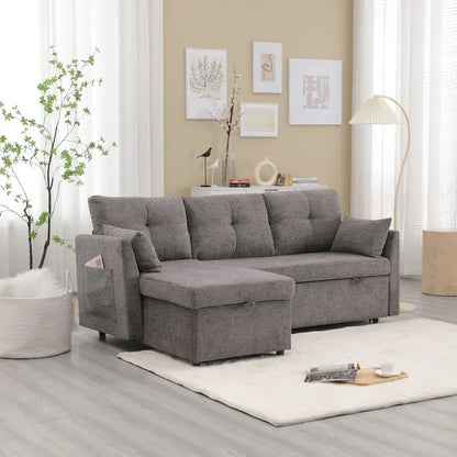 The U-shaped sofa can be turned into a recliner with a storage function