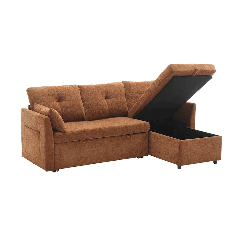 The U-shaped sofa can be turned into a recliner with a storage function