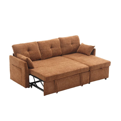 The U-shaped sofa can be turned into a recliner with a storage function