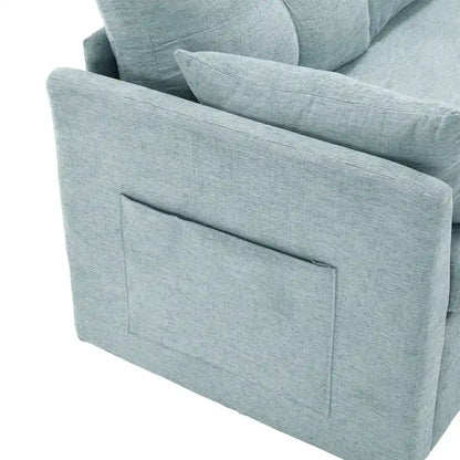 The U-shaped sofa can be turned into a recliner with a storage function