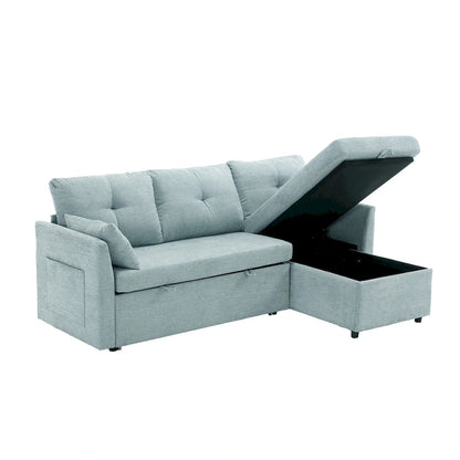 The U-shaped sofa can be turned into a recliner with a storage function