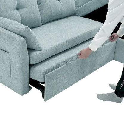 The U-shaped sofa can be turned into a recliner with a storage function