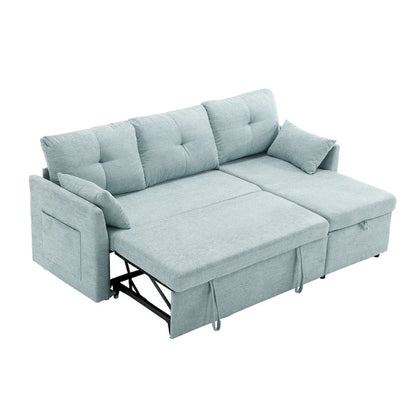 The U-shaped sofa can be turned into a recliner with a storage function