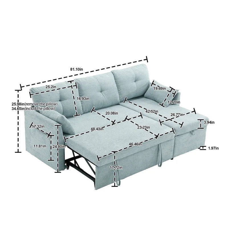The U-shaped sofa can be turned into a recliner with a storage function