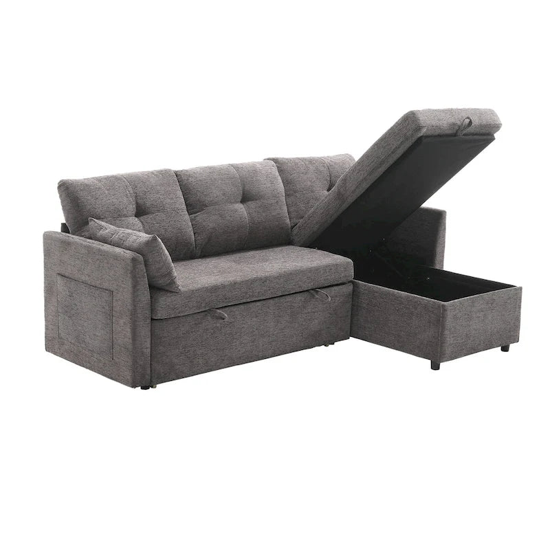The U-shaped sofa can be turned into a recliner with a storage function