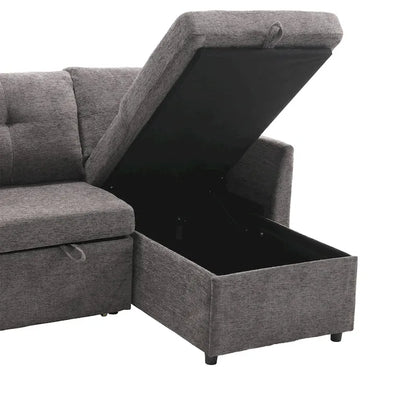 The U-shaped sofa can be turned into a recliner with a storage function