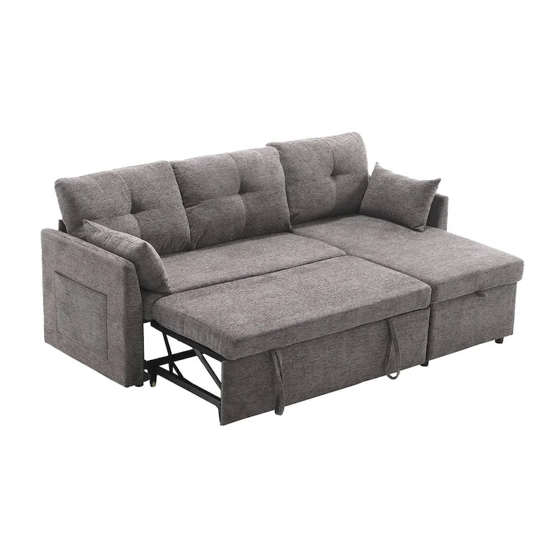 The U-shaped sofa can be turned into a recliner with a storage function