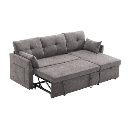 The U-shaped sofa can be turned into a recliner with a storage function