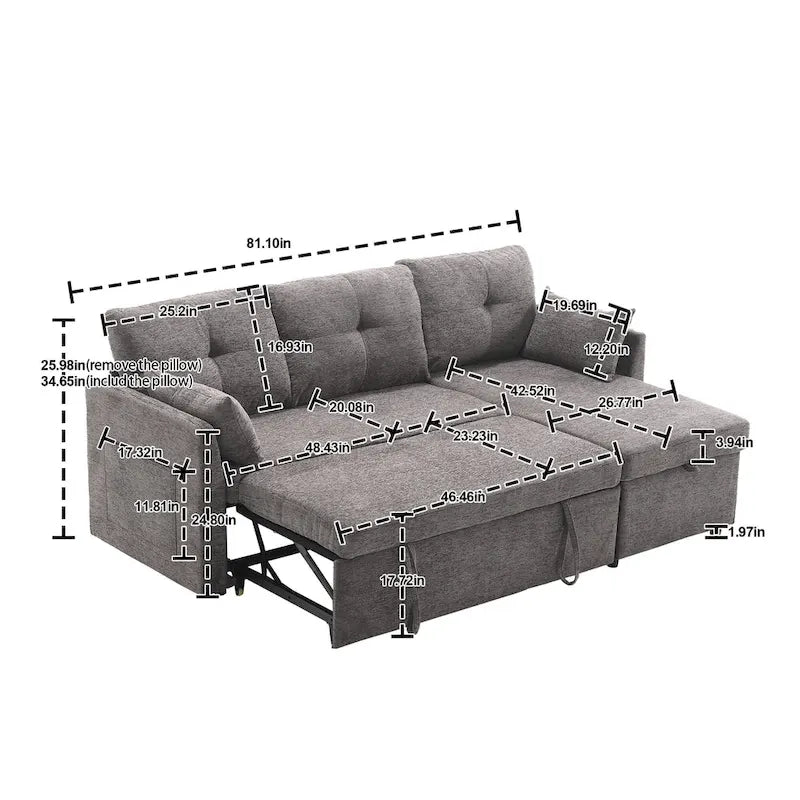 The U-shaped sofa can be turned into a recliner with a storage function