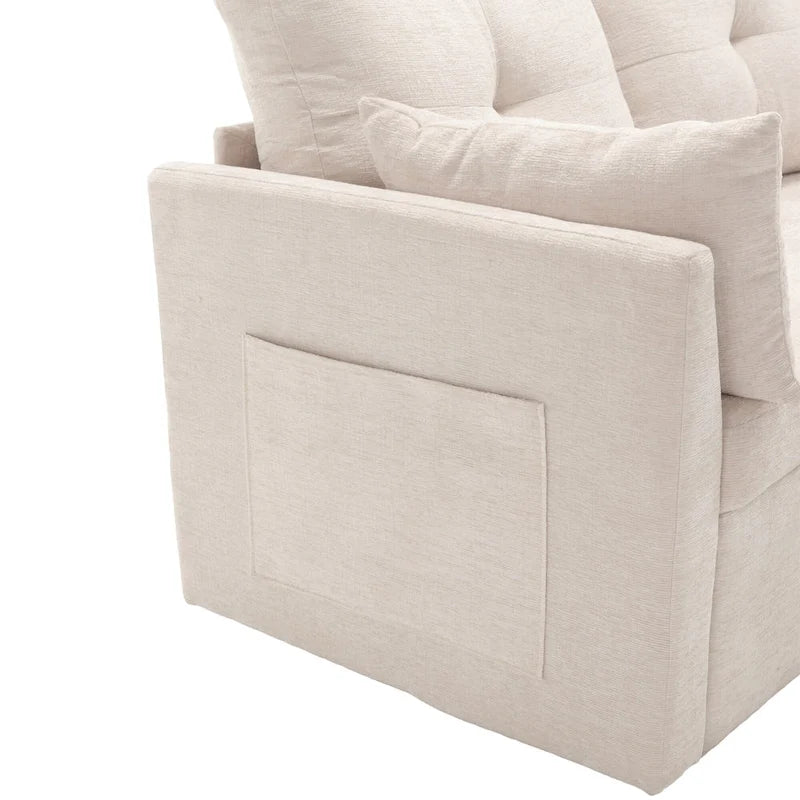 The U-shaped sofa can be turned into a recliner with a storage function