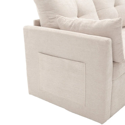 The U-shaped sofa can be turned into a recliner with a storage function