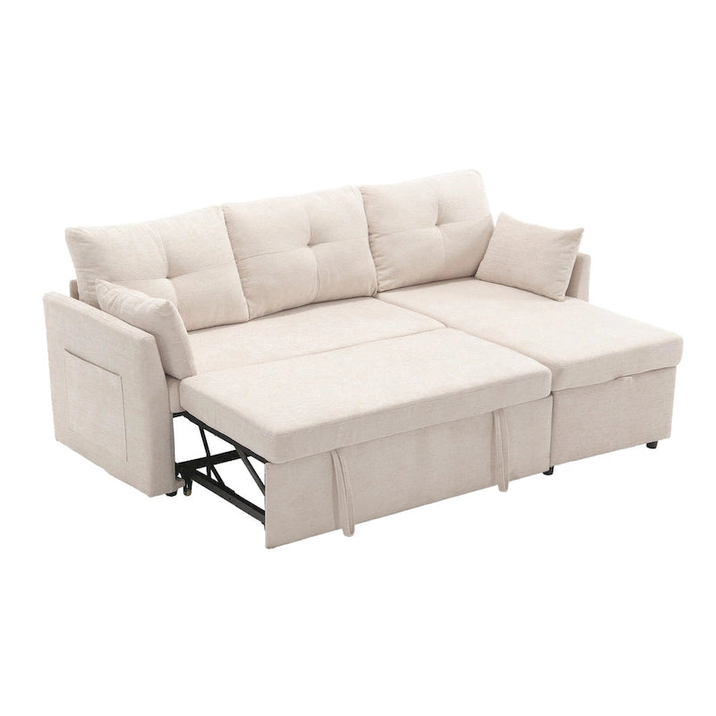 The U-shaped sofa can be turned into a recliner with a storage function