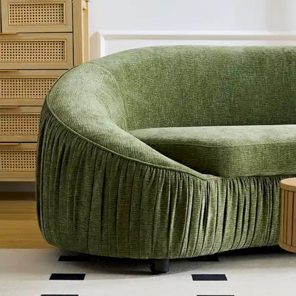 Modern Curved Shaped Sofa Upholstered 4-Seat Fabric Sofa Couch