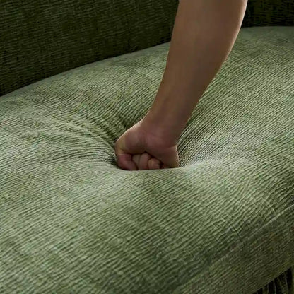 Modern Curved Shaped Sofa Upholstered 4-Seat Fabric Sofa Couch