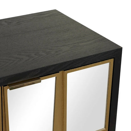 Wooden Room Cabinet with Mirrored Front - Gold or Black - Roche River Decor