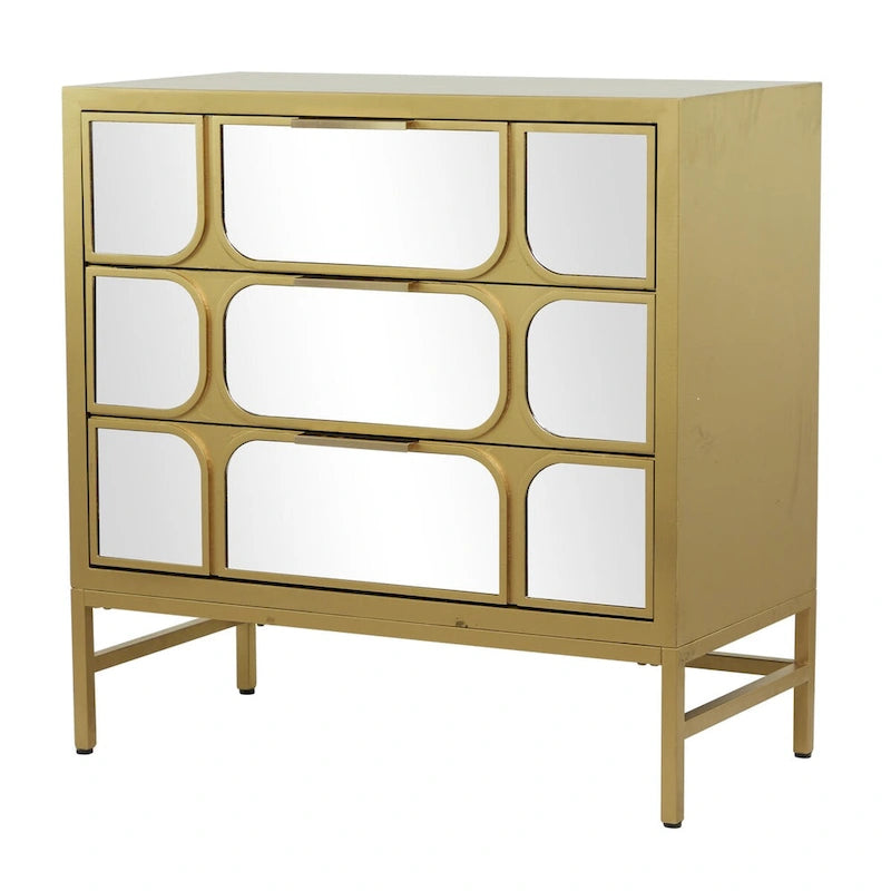 Wooden Room Cabinet with Mirrored Front - Gold or Black - Roche River Decor