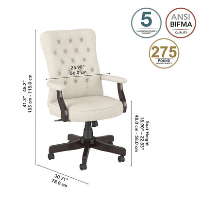 Cabot High Back Tufted Office Chair with Arms by Bush Furniture